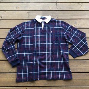 EUC Polo by Ralph Lauren Plaid Collar Long Sleeve Top size XL. A classic Navy,
